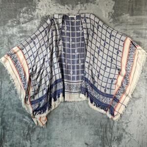 Francescas Women's Kimono Sheer Fringe Trim Boho Beach Cover Up